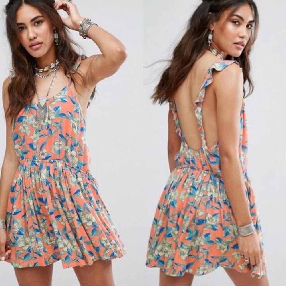 Free People Orange Dear You Mini Dress - Picture 2 of 10
